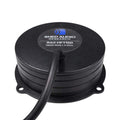 Shed Audio SA2-HFT150 tactile transducer top view, showcasing 150W RMS and 4 Ohm specifications.