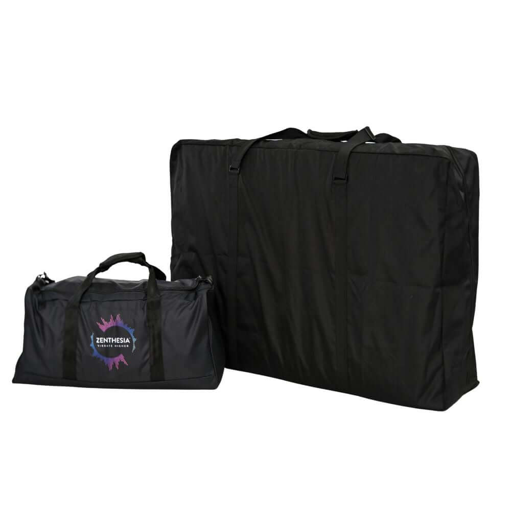 Zenthesia™ Vibroacoustic Sound Therapy Bed 2 carrying bags in black, showcasing portability and convenience.